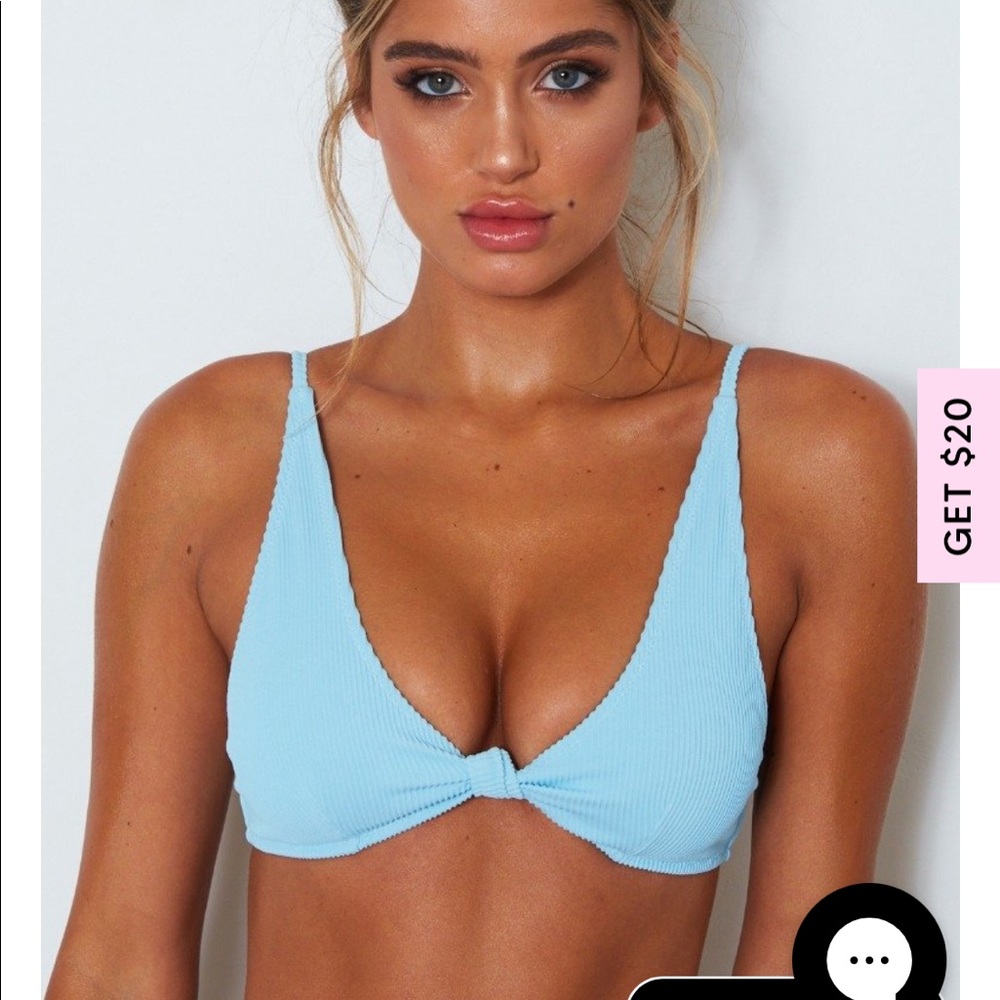 White fox boutique baby blue rib bikini